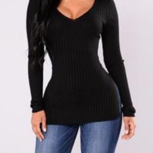 SOLD Black ribbed v neck sweater